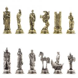 Шахматы настольные "Троянская война" 28х28 см камень лемезит мрамор