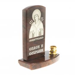 Икона с подсвечником &amp;quot;Семистрельная&amp;quot; камень обсидиан