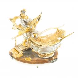 Икорница &amp;quot;Дед с осетром&amp;quot; агат Златоуст