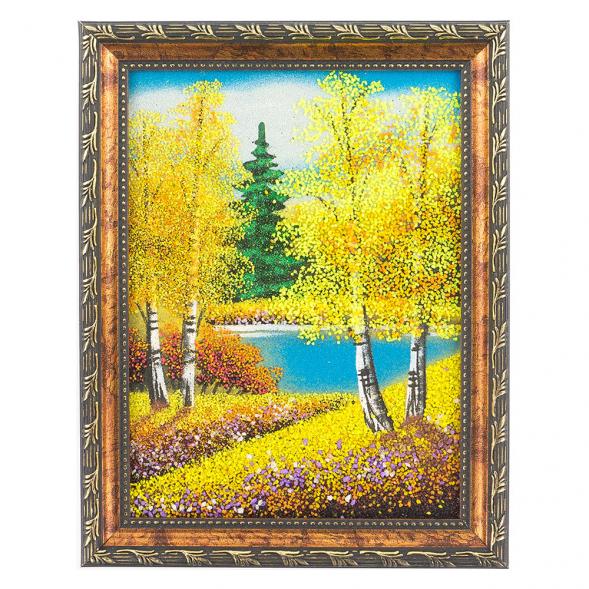 Картина &amp;quot;Осенний пейзаж&amp;quot; рамка багет 15х20 см, каменная крошка 111137