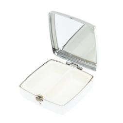 Таблетница на 2 отделения камень соколиный глаз цвет серебро