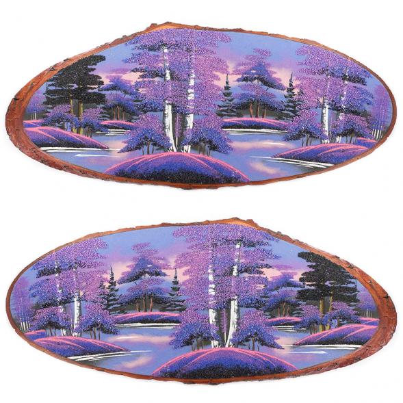 Панно на срезе дерева &amp;quot;Рассвет&amp;quot; горизонтальное 90-95 см каменная крошка 119946