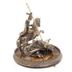 Cтатуэтка &amp;quot;Святой Георгий Победоносец&amp;quot; из бронзы и яшмы