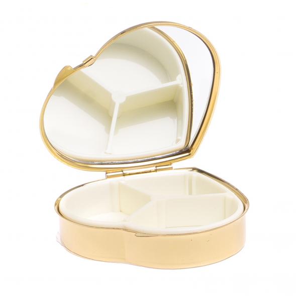 Таблетница &amp;quot;Сердце&amp;quot; на 3 отделения змеевик цвет золото 125087