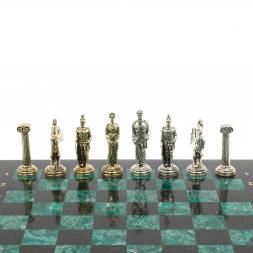 Шахматы &amp;quot;Восточные&amp;quot; доска 40х40 см из змеевика фигуры металл