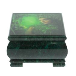 Шкатулка &amp;quot;Хозяйка медной горы&amp;quot; камень змеевик 13х13х8 см