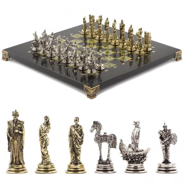 Шахматы подарочные &amp;quot;Троянская война&amp;quot; 28х28 см из змеевика 120753