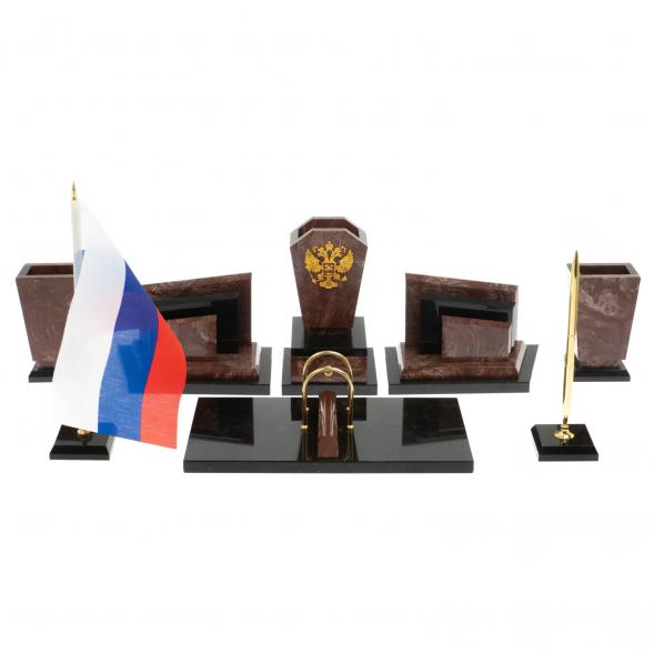 Письменный набор &amp;quot;Бюрократ с гербом РФ&amp;quot; из лемезита 129438