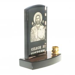 Икона с подсвечником &amp;quot;Спаситель&amp;quot; камень обсидиан