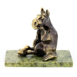 Настольная статуэтка &amp;quot;Думающий конь&amp;quot; бронза камень змеевик