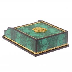 Лоток для бумаг А4 из малахита с гербом РФ двухъярусный