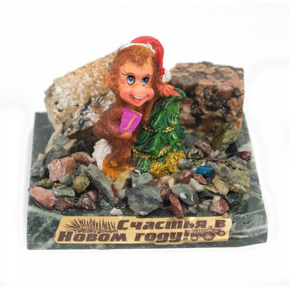 Сувенир &amp;quot;Обезьянка с елкой №3&amp;quot; змеевик 116757