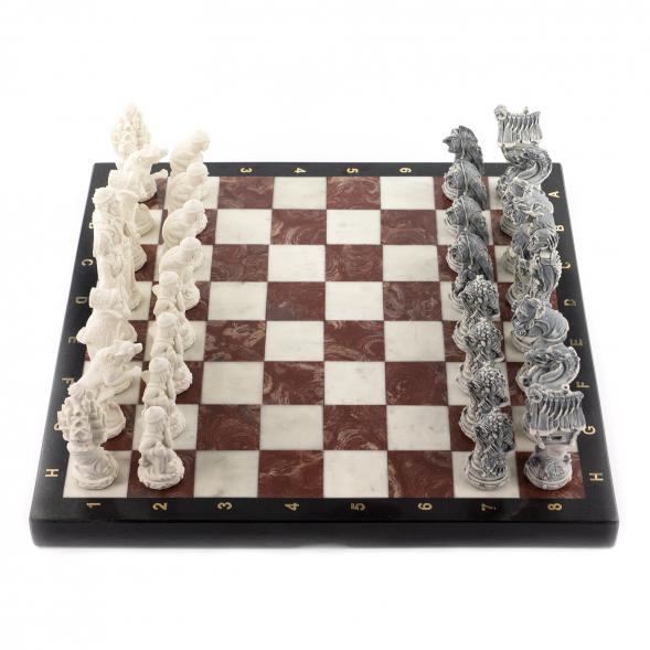 Оригинальные шахматы &amp;quot;Русские сказки&amp;quot; камень лемезит мрамор 40х40 см 119297
