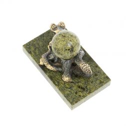 Статуэтка из бронзы &amp;quot;Змея у пня&amp;quot; с шаром змеевик