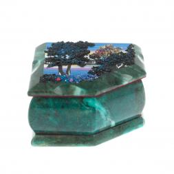 Шкатулка с расписной крышкой "Зимняя ночь" 11х9х6,5 см