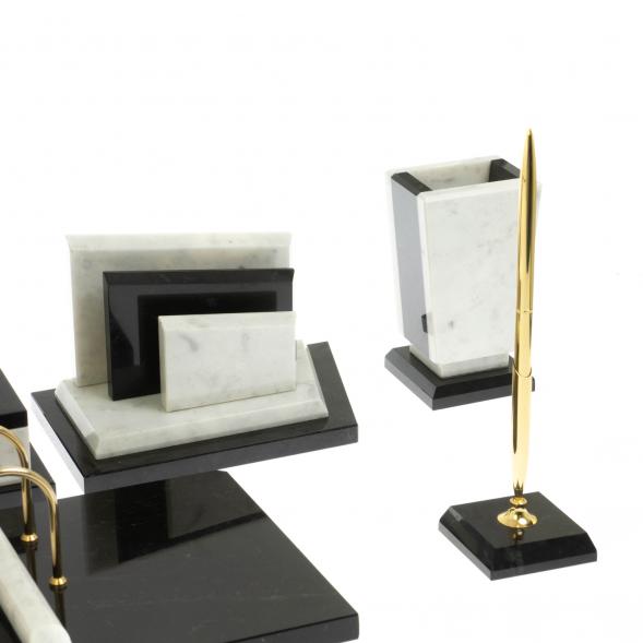 Письменный набор &amp;quot;Бюрократ&amp;quot; из мрамора с часами 129435