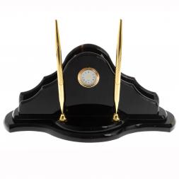 Настольный набор &amp;quot;Волна&amp;quot; из черного обсидиана