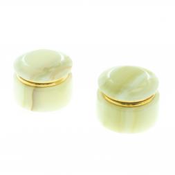 Шкатулка из оникса &amp;quot;Грибок&amp;quot; бело-зеленая 6,4х4,7 см (2,5)