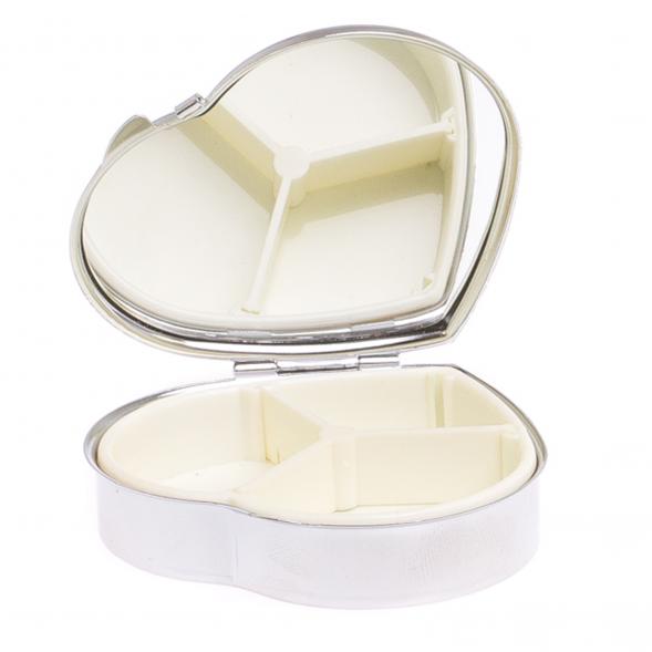 Таблетница &amp;quot;Сердце&amp;quot; на 3 отделения змеевик цвет серебро 125088