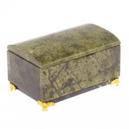 Шкатулка "Сундук" средний из змеевика на ножках 12х8х7 см