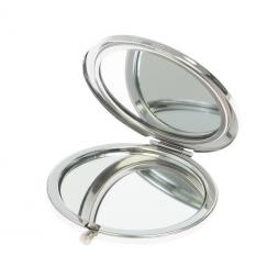 Карманное зеркальце из камня соколиный глаз цвет серебро