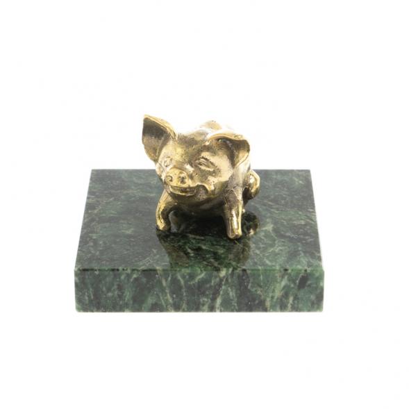 Статуэтка &amp;quot;Поросенок сидит&amp;quot; шабровский змеевик бронза 128174