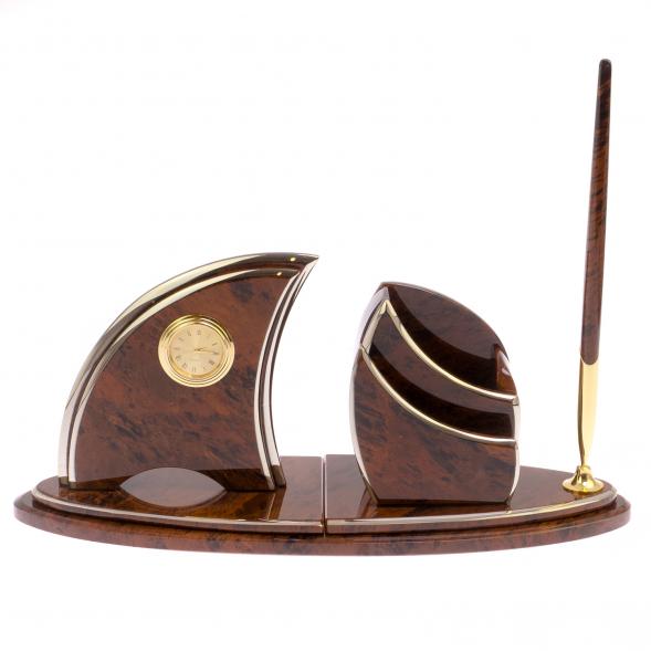 Письменный набор &amp;quot;Парус&amp;quot; камень обсидиан 122891