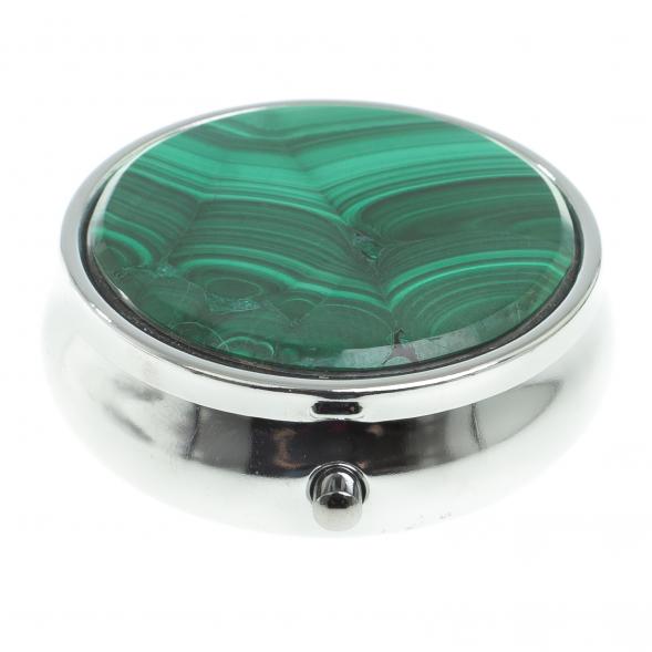 Таблетница на 3 отсека камень малахит цвет серебро 123208