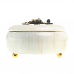 Шкатулка круглая &amp;quot;Желуди&amp;quot; камень мрамор 15х15х8 см