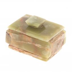 Шкатулка из оникса зелено-коричневая 10,5х7х6,5 см (3х4)