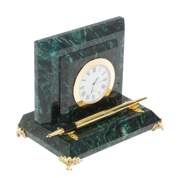 Настольные часы из змеевика 16х10х13,5 см 126919