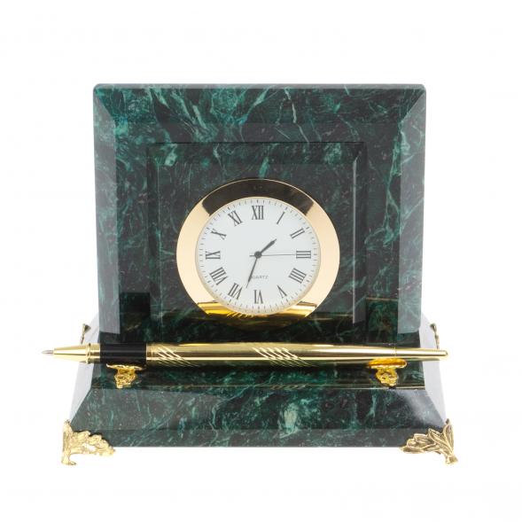 Настольные часы из змеевика 16х10х13,5 см 126919