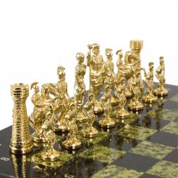 Шахматы бронзовые &amp;quot;Римские&amp;quot; доска змеевик 40х40 см