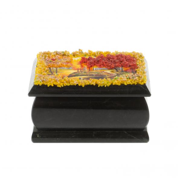 Шкатулка &amp;quot;Осенний пейзаж&amp;quot; змеевик каменная крошка 10х6,5х6 см 127309