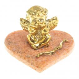 Статуэтка из бронзы на подставке из мрамора &amp;quot;Ангел на сердце&amp;quot;