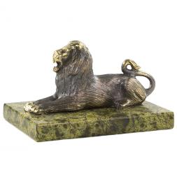 Бронзовая фигурка &amp;quot;Лев лежит&amp;quot; камень змеевик