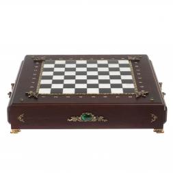 Шахматы деревянные с камнем &amp;quot;Русь&amp;quot; фигуры металлические