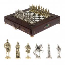 Шахматы деревянные с камнем &amp;quot;Русь&amp;quot; фигуры металлические