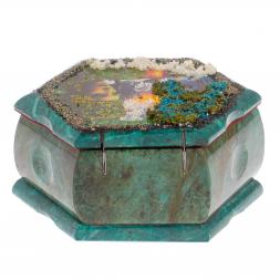 Каменная шкатулка &amp;quot;Хозяйка медной горы зима&amp;quot; 14х12,5х7 см