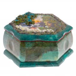 Каменная шкатулка &amp;quot;Хозяйка медной горы зима&amp;quot; 14х12,5х7 см