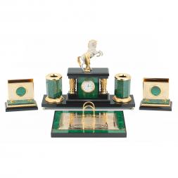 Настольный набор &amp;quot;Конь с попоной&amp;quot; малахит долерит