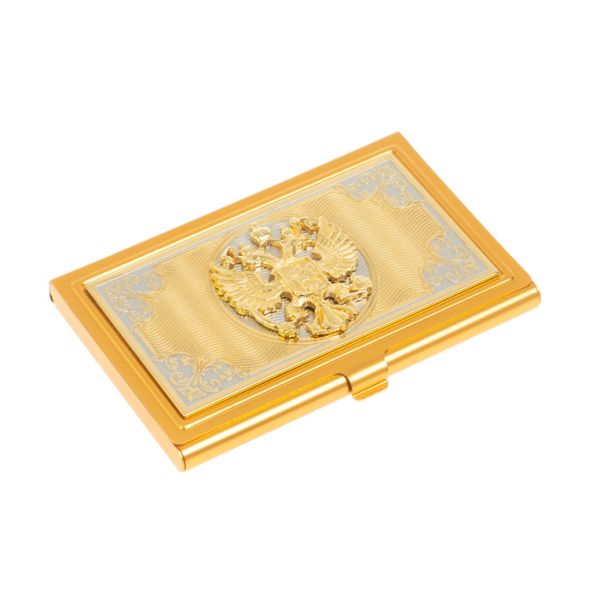 Металлическая визитница &amp;quot;Герб России&amp;quot; в подарочном футляре Златоуст 127867