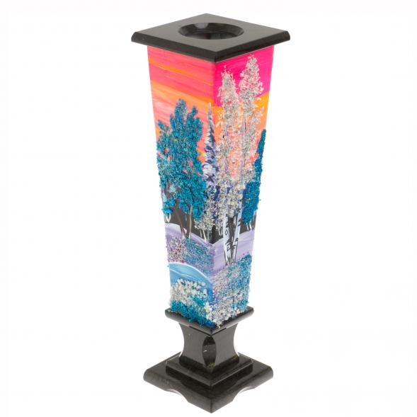 Ваза &amp;quot;Зима. Закат&amp;quot; из черного змеевика змеевика 129969