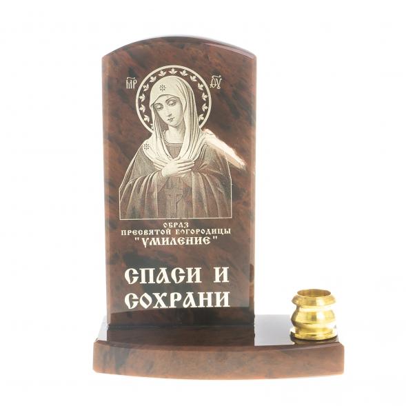 Икона с подсвечником &amp;quot;Умиление&amp;quot; камень обсидиан 123010