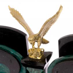 Настольный набор "Орел" змеевик с лотком А4 и бюваром