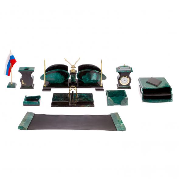 Настольный набор &amp;quot;Орел&amp;quot; змеевик с лотком А4 и бюваром 125946