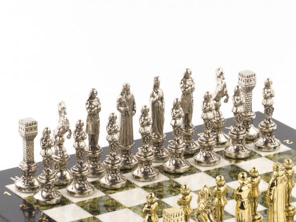 Шахматы &amp;quot;Ренессанс&amp;quot; доска 36х36 см мрамор змеевик фигуры цвет золото / серебро 119409