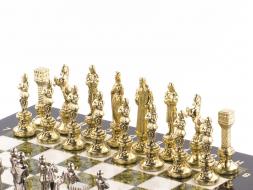 Шахматы &amp;quot;Ренессанс&amp;quot; доска 36х36 см мрамор змеевик фигуры цвет золото / серебро