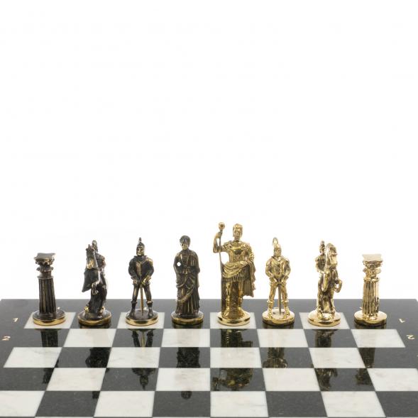 Шахматы подарочные из бронзы &amp;quot;Римские&amp;quot; 44х44 см из змеевика и мрамора 129657