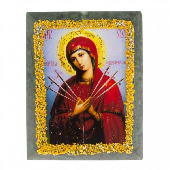 Икона настольная &amp;quot;Семистрельная&amp;quot; камень змеевик 9х7,2х3 см 121445